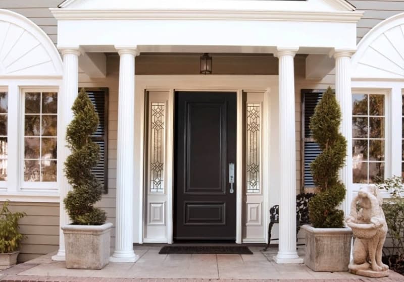 Solid Vinyl Entry Door with Glass Panes